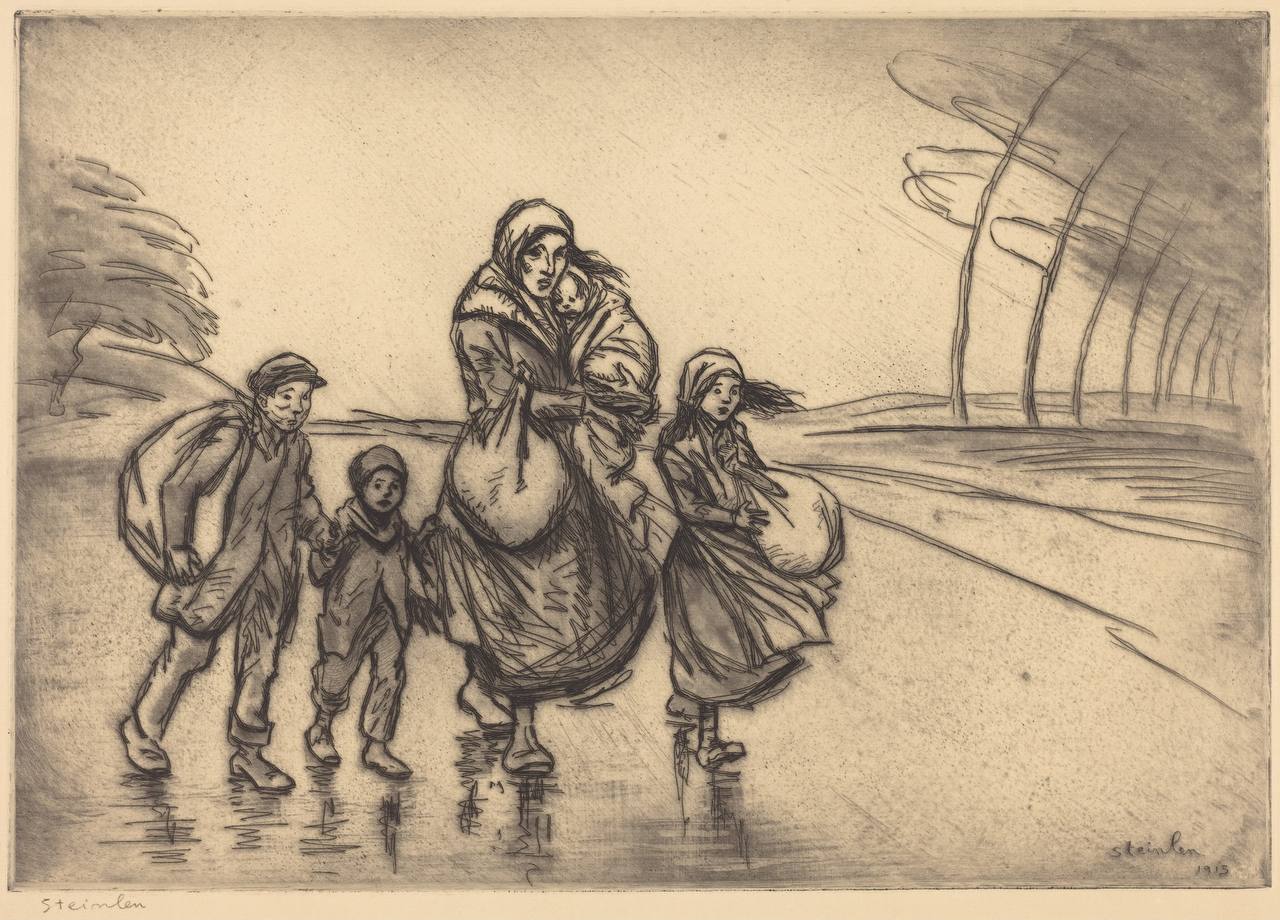 Sous la pluie: La mère et les enfants by Théophile Alexandre Steinlen