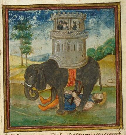 Eleazar Avaran dies while killing Seleucid war elephant.